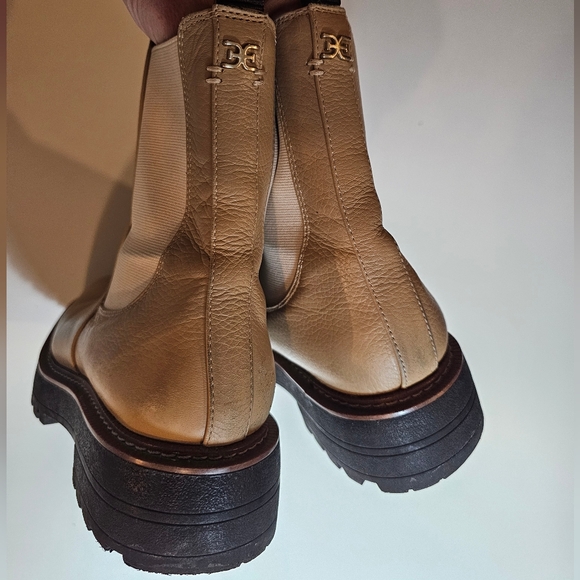 Sam Edelman Tan Leather Chelsea Boots with Elastic Panels